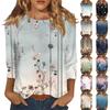 3/4 рукава топы для женщин футболка повседневные принты топы футболка круглый вырез пуловер блузка