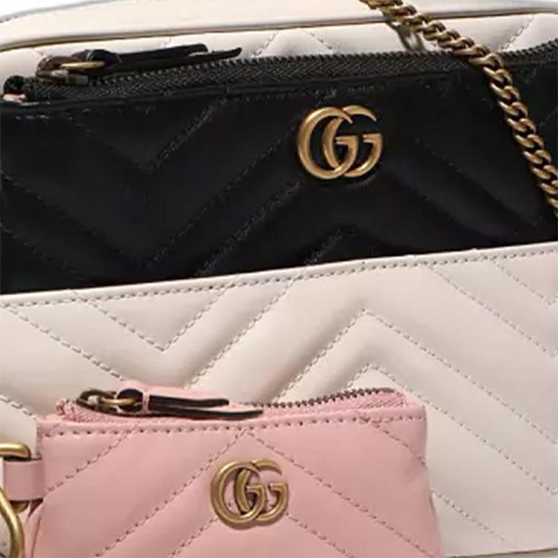 Gucci Gold Logo Chain Multi-Functional Leather Three-In-One Shoulder Crossbody Bag Mini Women bags White Black Pink 699758-UM8LT-8316