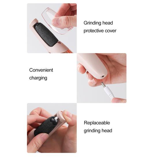 Электрическая шлифмашинка для ног, перезаряжаемый удалитель мозолей для удаления огрубевшей кожи, эргономичный эксфолиатор для ног, портативная пилка для ног для гладких стоп, уход для домашнего спа