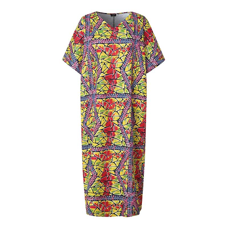 Oversized Women Short Sleeve Floral Print Casual Loose Dress