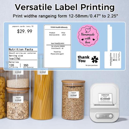 Машина для печати этикеток Портативный термопринтер этикеток Совместимый с Bluetooth Мини-принтер этикеток с лентой для маленьких