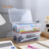 Transparent Stationery Box Pencil Case with Snap-Tight Lid Dustproof Large Capacity Stackable Pencil Holder Storage Container