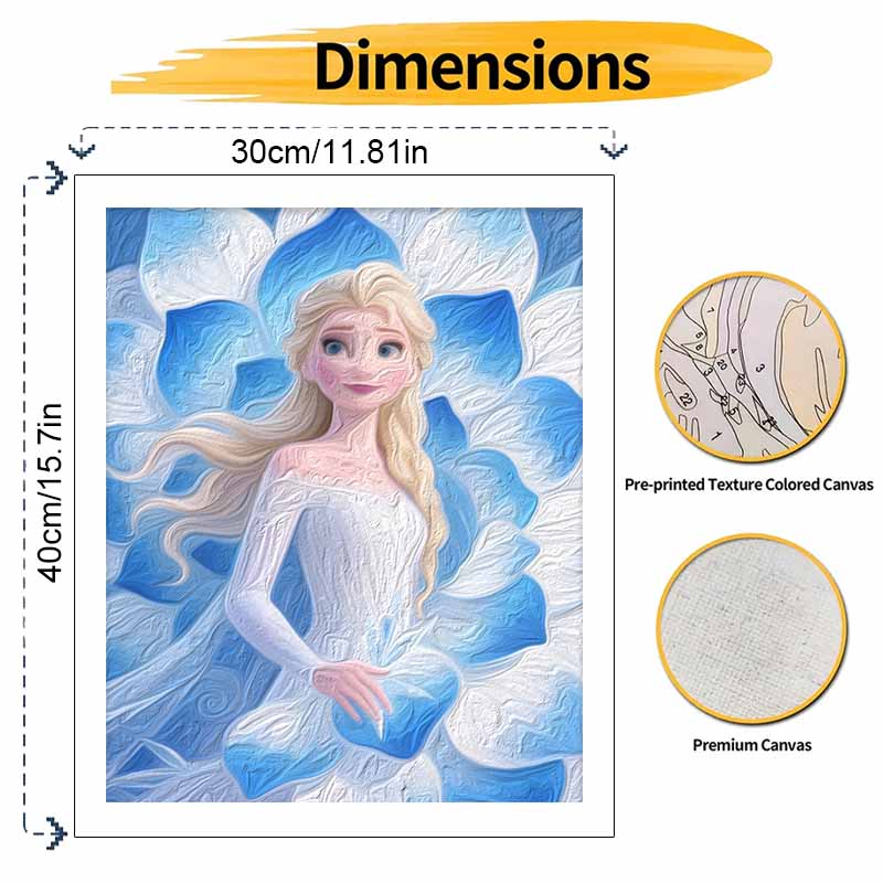 Disney Frozen Elsa Blue Flower Oil Paint by Numbers Painting Art Kit Home Decor Gift