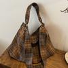 Шерстяная клетчатая сумка женская большой вместимости новая осенне-зимняя универсальная на плечо сумка-мессенджер повседневная
