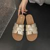 Low-heeled One-word Slippers Women's Summer Outer Wear 2025 New Matching Skirt Seaside Beach Cool Slippers