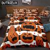 Halloween Pumpki Duvet Cover Set Black And White Background Halloween Beds Set Home Textiles Microfiber For Boys Kids
