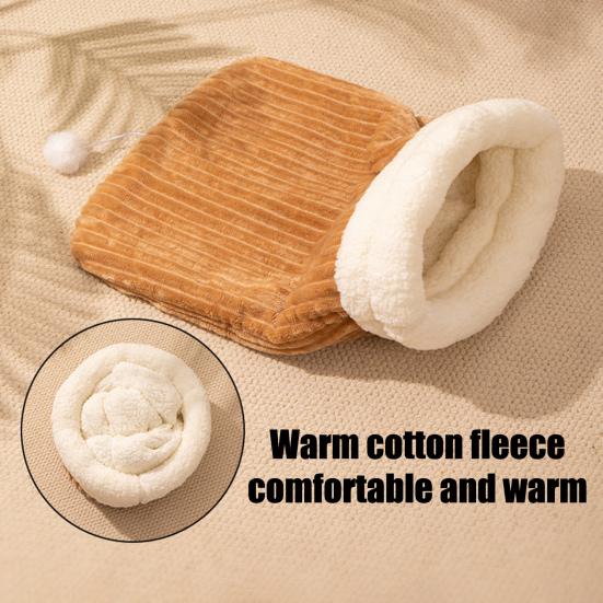 Спальный мешок для кошки Уютный зимний плюшевый мешок для кошки Теплая лежанка-пещера для питомца Тоннель для котят Успокаивающая лежанка Укрытие для питомца для котят, щенков, кроликов