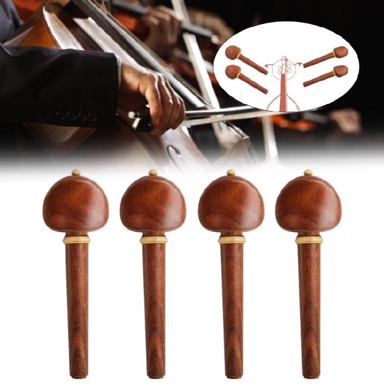 4Pcs Wood Cello Pegs Tuners Set Mahogany Cello Pegs Cello Part Tuning Pegs