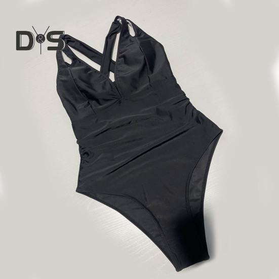 Женский монокини с V-образным вырезом, шнуровкой на спине, слитный купальник с регулируемыми бретелями, утягивающий дизайн, пляжная одежда