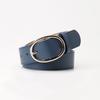 Women's Oval Buckle Leather Belt - Fashion Wide Waistband for Jeans, Minimalist Style 1pcs