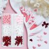 1 Box Mixed Valentine's Day 3D Nail Art Charms with Wine Red Love Heart Nail Accessories Pink Ribbon Bow Nail Art Decoration DIY Design Supplies