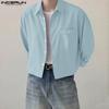 S-5XL Men Turn Down Collar Long Sleeve Buttons Loose Casual Shirts Tops