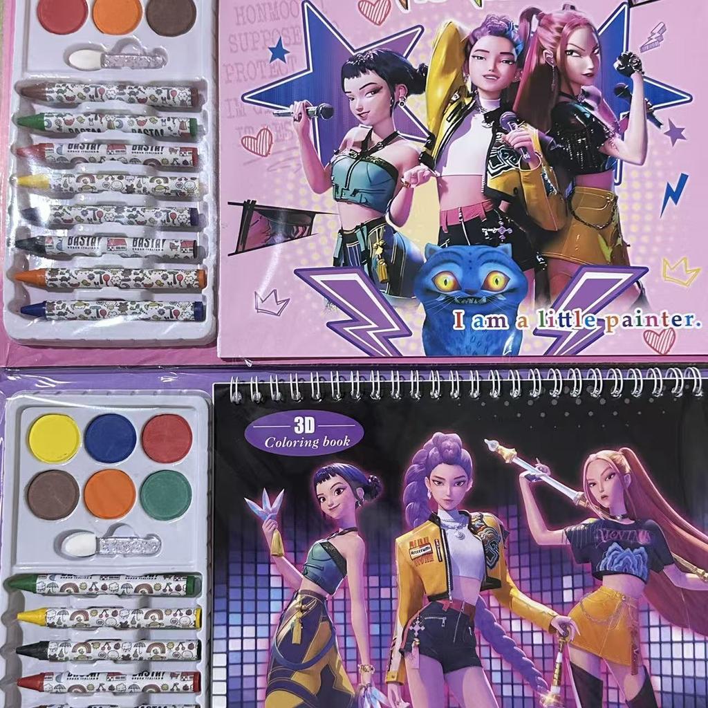 2/6pcs children's coloring book "Demon Hunter" - Kpop themed safety painting graffiti book stationery supplies