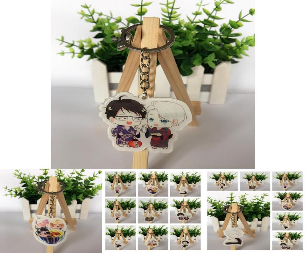 Популярное аниме Юри!! Виктор Кацуки Юрий Плисецкий Акриловый Брелок Брелок Подарок 100% Новый Высокое Качество 5 см Тема Фигурного Катания