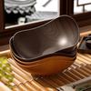 4/8PCS Wood Grain Plastic Bowl - Multifunctional Salad Fruit Candy Container For Party Gathering Table Supplies