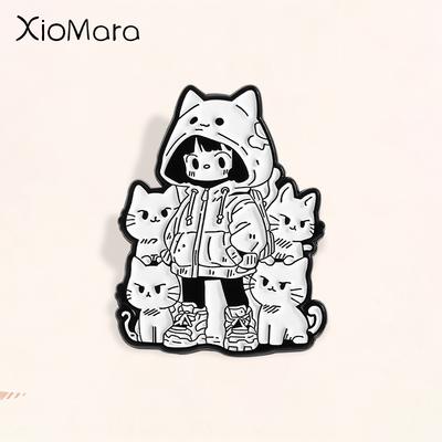 Мультяшная Аниме Девочка Эмалевый Значок Kawaiii Милые Кошки Металлическая Брошь Значок на Лацкан Рюкзак Модные Ювелирные Аксессуары Подарок для Друзей