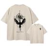 Mens Creative Raven Compass Print Washed TShirt Summer Fashion Pure Cotton Crew Neck Short Sleeve Casual Commute Home Wear