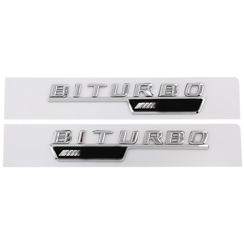 2Pcs 3D Biturbo 4matic Fender Badge Letter Emblem Sticker For Mercedes Benz C43 E43 GLC43 GLE43 Car Accessories AT1 b18