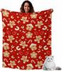 Christmas Throw Blanket for Couch Gingerbread Man Fleece Blanket for Winter Snowflake Red Candy Cane Cozy Lightweight Reversible Throw Blankets for Be