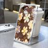 Прозрачный чехол для телефона с золотыми цветами на коричневом фоне для iPhone 14 15 16 13 12 11 17 Pro Max 12 13 Mini Мягкая крышка