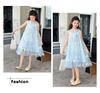 Girls' blue dress summer dress 2026 new stylish girls' summer mesh princess dress children's summer dress