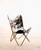 Vintage Handmade Cowhide Hair Leather Folding Butterfly Accent Chair with Iron Frame
