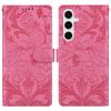 Для Samsung Galaxy S25+ Кожаный чехол с тисненым цветочным узором Кошелек Подставка Книжка Чехол для телефона