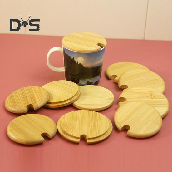 Крышка для чашки из бамбука с отверстиями для ложки, деревянная крышка для контейнеров, банок, мисок, многоразовая герметичная деревянная крышка для пищевых продуктов, аксессуары для напитков на вечеринке