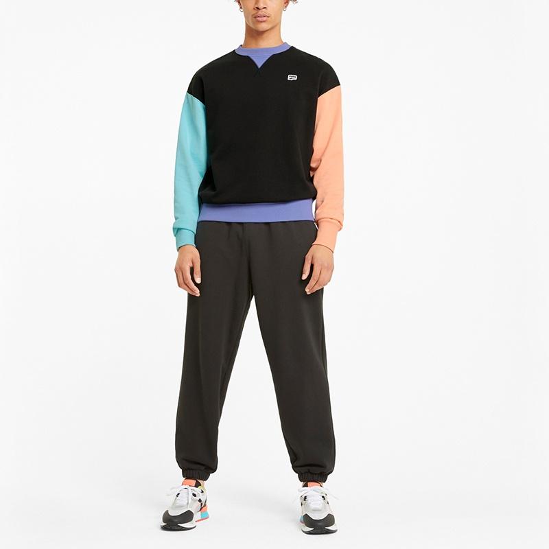 PUMA Graphic Crew Logo Printed Casual Sports Sweater Black Men's 531426-51