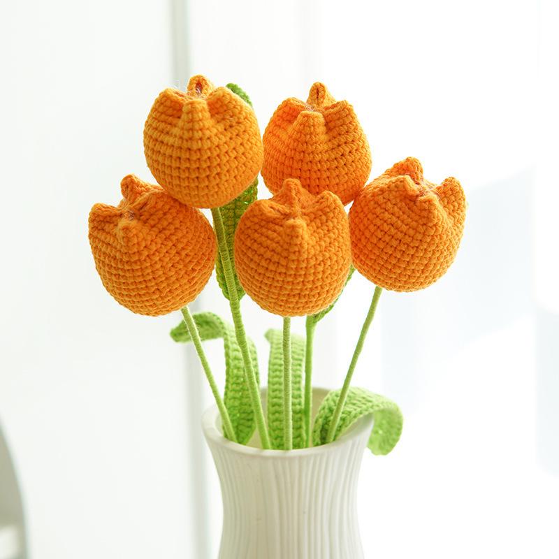 Handmade Woven Yarn Knitted Faux Flower Bouquet
