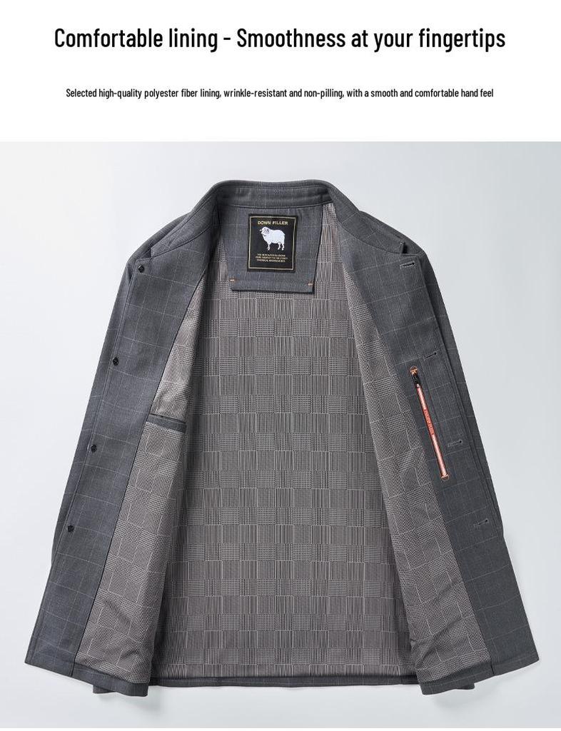 Мужская клетчатая куртка в стиле business casual - На пуговицах, свободного кроя, с отложным воротником, идеально подходит для весны и осени.