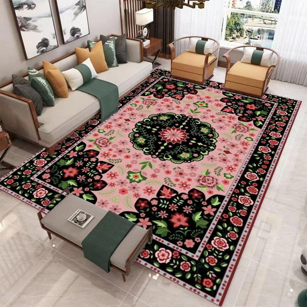 Красный Золотой Черный Традиционный Персидский Ковер Прочный Напольный Коврик для Гостиной Спальни Классический Роскошный Домашний Декор Ковер