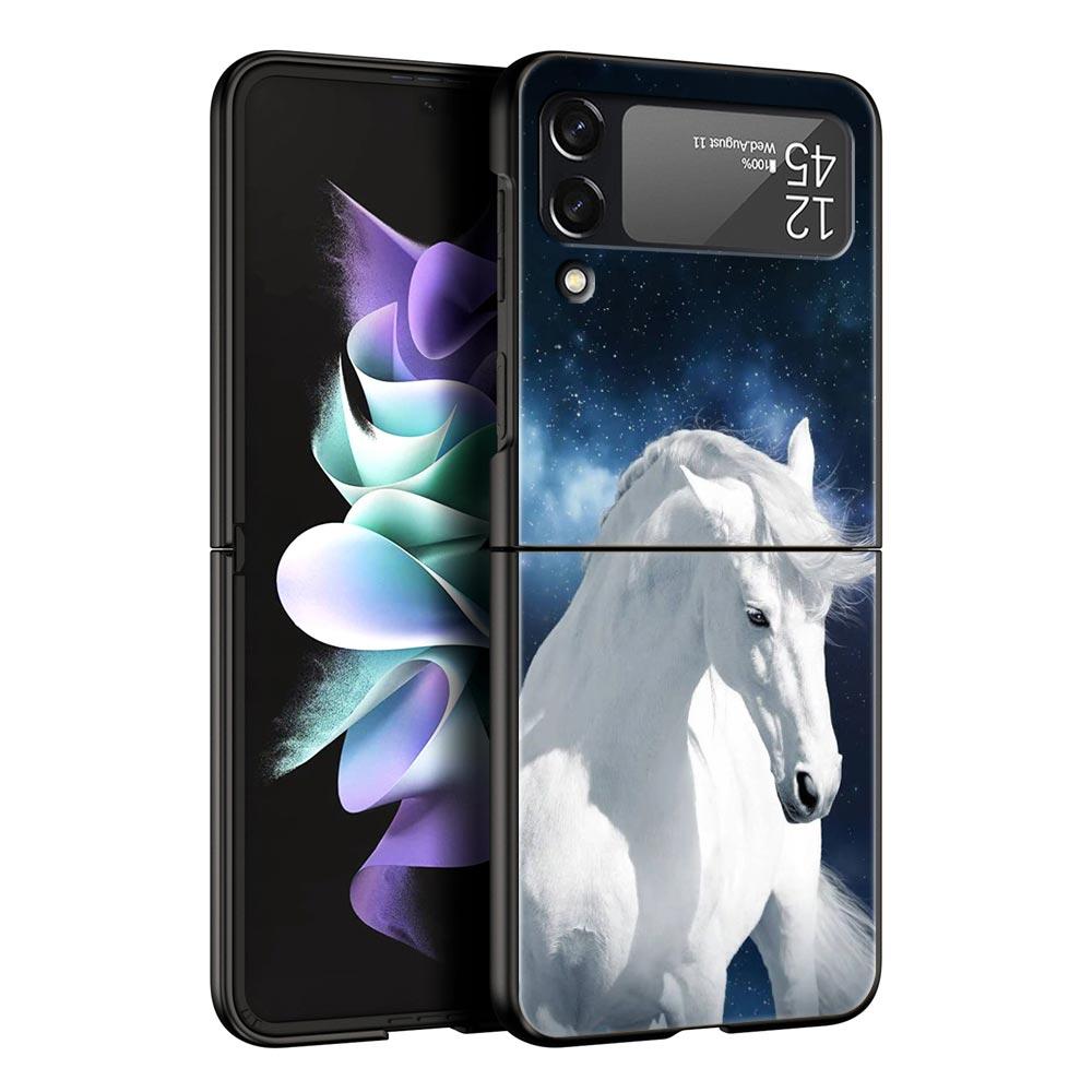 Чехол для телефона с изображением животного Лошадь для Samsung Galaxy Z Flip 6 5 4 3 Чехол для Samsung Z Flip3 Flip4 Flip5 Flip6 Черный Жесткий Поликарбонатный Чехол