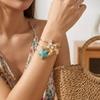 Creative Pearl Shell Starfish Cuff Enamel Ocean Vibe Metal Bracelet Gold Color Irregular Open Bangle Women