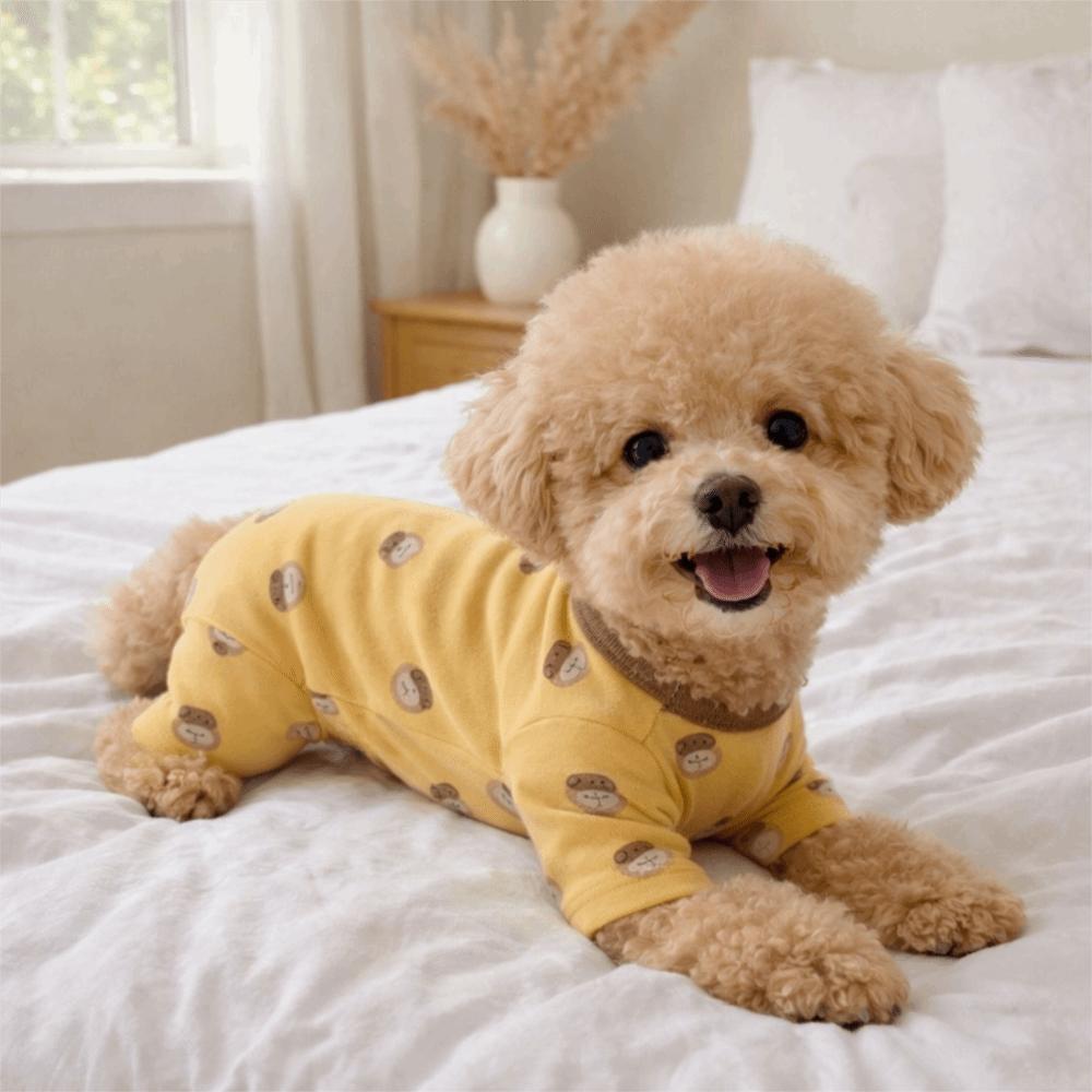 Cartoon Printed Dog Base Coat Warm Dog Jumpsuit Cute Dog Home Clothing Casual Wear