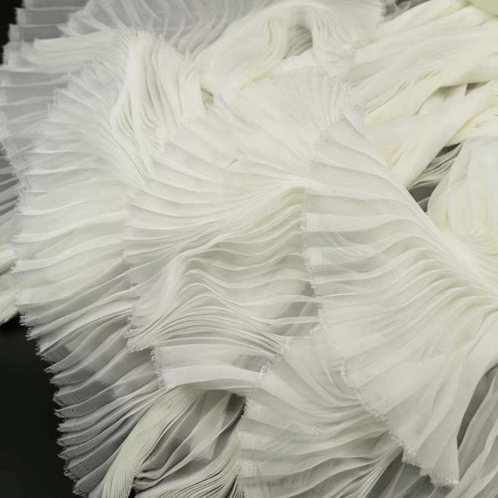 Handmade Pleated Organza Fabric Light Chiffon DIY Material New Wrinkled Cloth Fabric  Summer