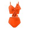 Женский сексуальный раздельный купальник, однотонный бант, высокая талия, раздельный купальник