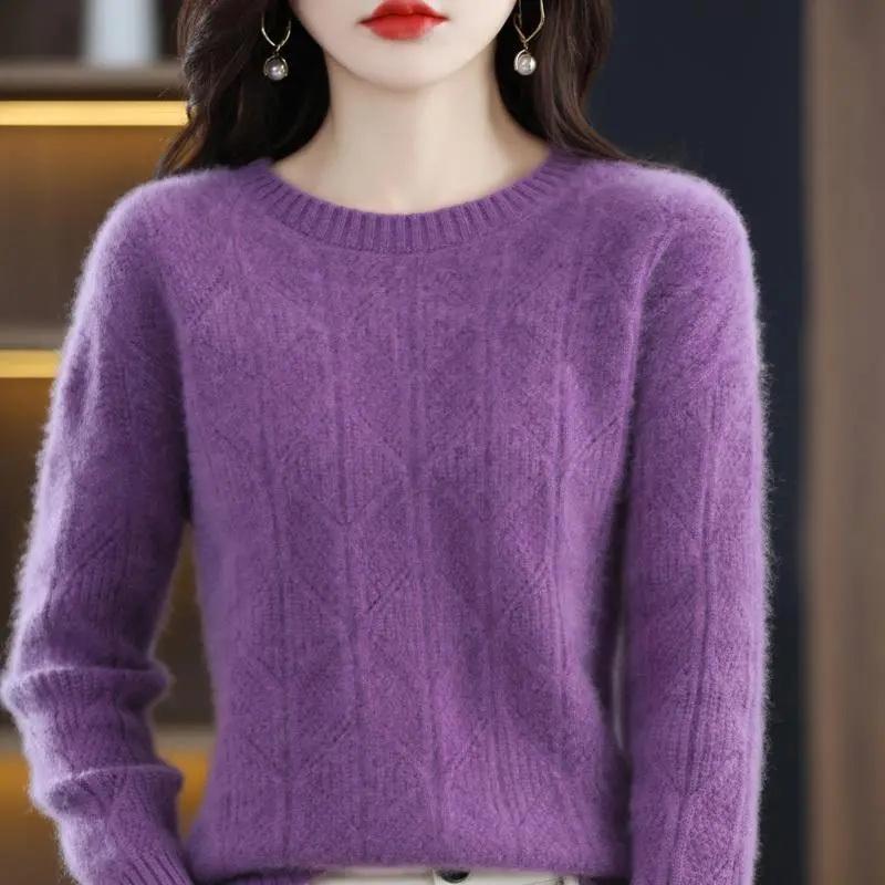 Spring Autumn O-neck Knitted Pullovers Shirt Womens Sweaters Loose Bottoming Shirt Cashmere Fashion Soft Jumper Top
