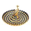 Metal Material Peacock Shape Tray Golden Blue Color Snack Serving Plate  Home Storage