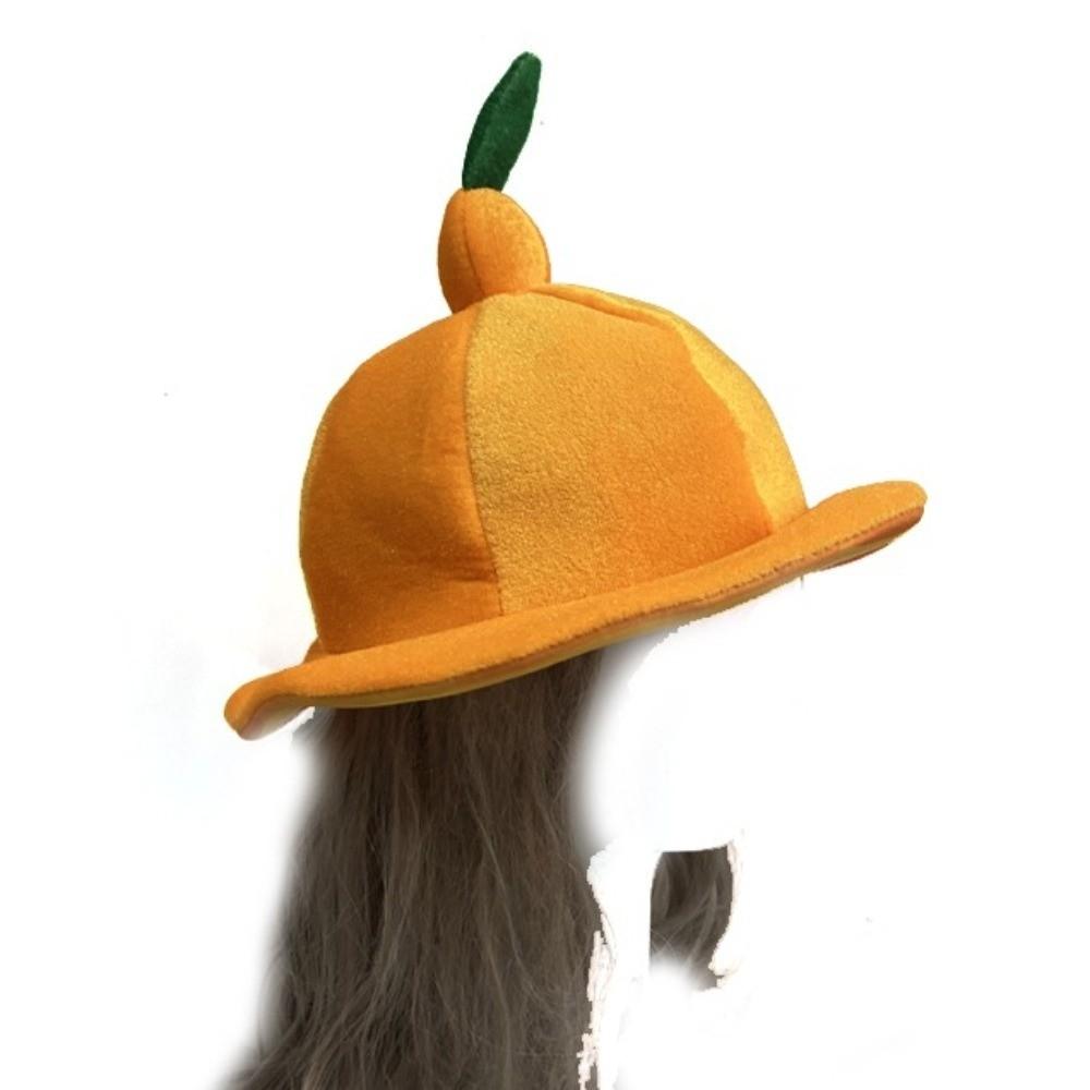Cute Plush Orange Hat Comfortable Orange Headgear Cartoon Bucket Hat Carnivals
