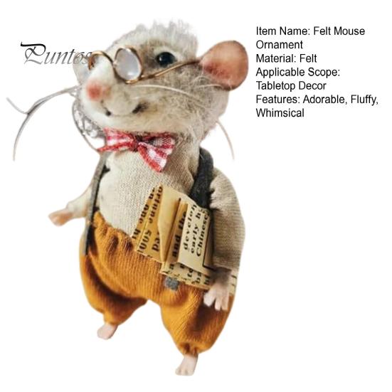 Украшение войлочная мышь, сделанное вручную, милые фигурки мышей из фетра, пушистая кукла-мышь в свитере для рождественского декора стола