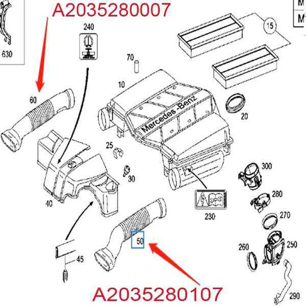 1 пара впускной трубы для Mercedes C240/C320 W203 (2035280007/2035280107)