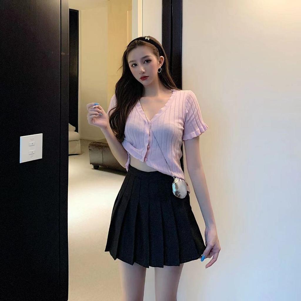 Коричневая юбка, женская летняя одежда, женская высокая талия, Harajuku, черная мини-плиссированная юбка в корейском стиле для школьной формы