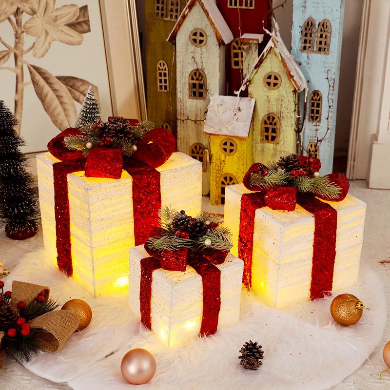 3 штуки рождественских подарочных коробок, украшения для окон на праздничную вечеринку, украшения для рождественской елки, рождественские подарочные коробки, подарочные наборы