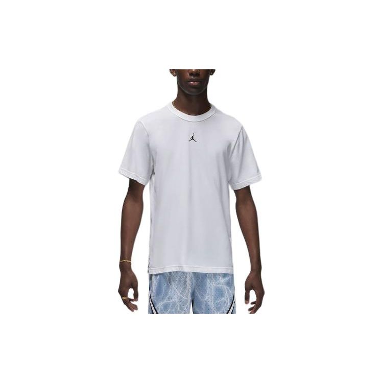 Jordan Мужская футболка с коротким рукавом и круглым вырезом Nike Dri-FIT Sport, однотонная, с логотипом, белая FN5829-100