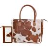 Women's Western Classic Cowhide Tote Bag Shoulder Handbag with Freebie Clutch Shoulder Hand Bag Classical Tote