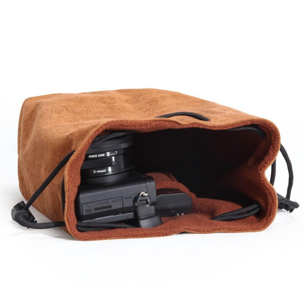 Portable Camera Storage Bag Soft Lens Protective Case Vintage Lens Pouch for Canon/Nikon Camera