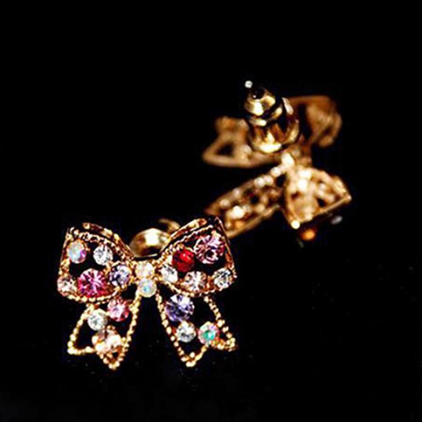 1 Pair Women's Colorful Bowknot Bow Ear Studs Earrings Jewelry Charm AVE