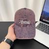 American-style washed vintage letter-embroidered baseball cap for women, suitable for all seasons, unisex, face-slimming, versatile sun protection