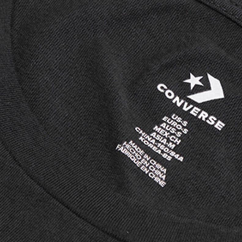 Converse Футболки женские черные с круглым вырезом умеренного прямого кроя 10017396-A01
